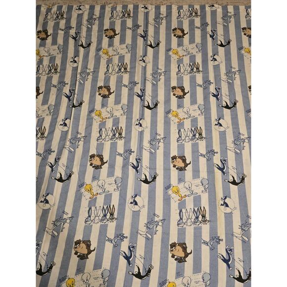 Vintage Looney Tunes Flat Sheet 90 X 68 1996 Warner Bros Bugs Bunny Taz Daffy - Picture 5 of 10